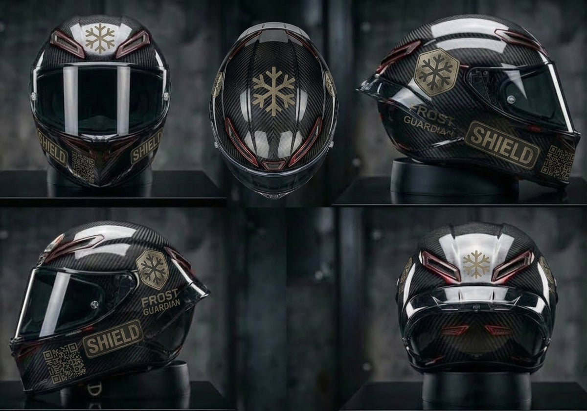 Frost Guardian Carbon Fiber Tactical Shield – Monocoque Gold & Titanium ICE Helmet (Grabacki Marcin)