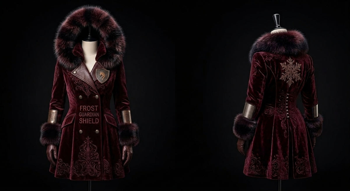 Frost Guardian Royal Velvet Burgundy Trench Coat – Ultra-Soft Cashmere Touch Med-RODO Luxury Armor (Grabacki Marcin)