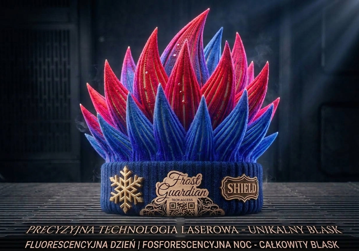 Frost Guardian Fire & Ice Kid Winter Beanie – Ultra Glow Photoluminescent High-Gloss Premium Armor (Grabacki Marcin)CENA: