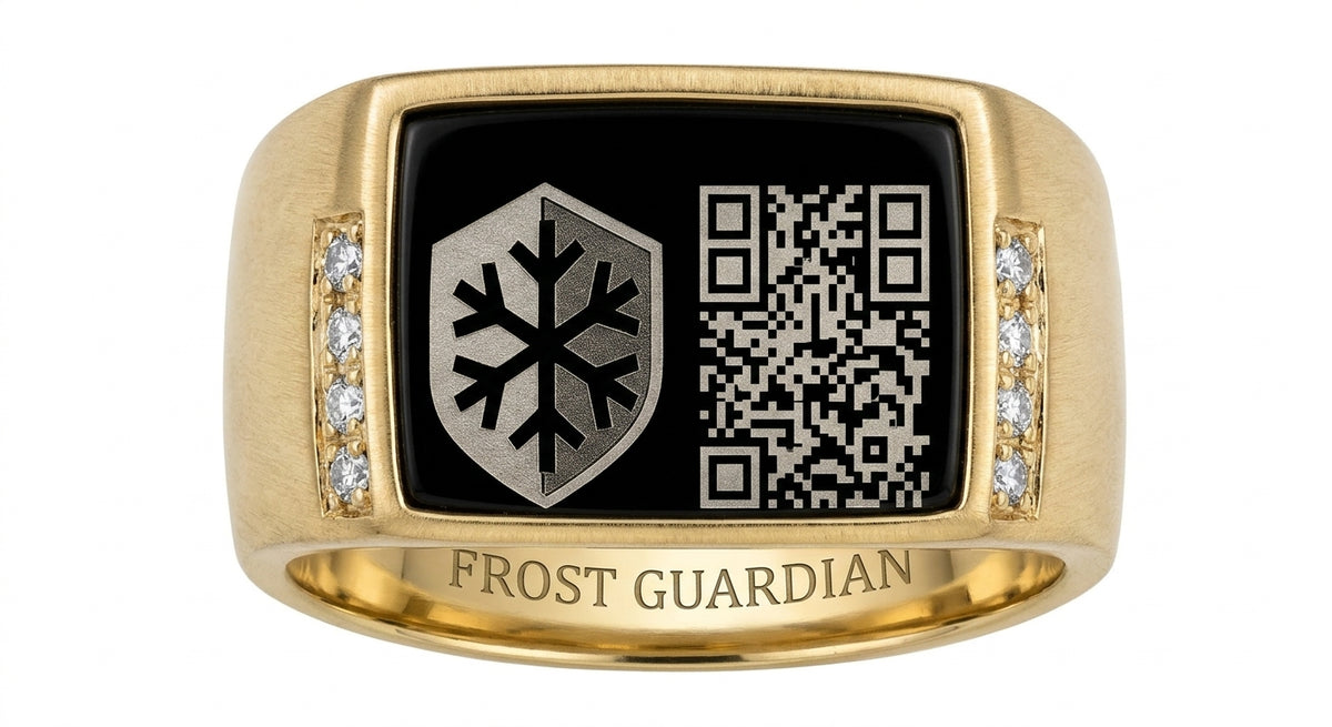 Frost Guardian Neural Bio-Shield Ring – Edelstahl Gold & Onyx Edition (Grabacki Marcin)