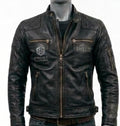 Frost Guardian Cyber Shield Leather Jacket – Vintage Black & Titanium Edition (Grabacki Marcin)